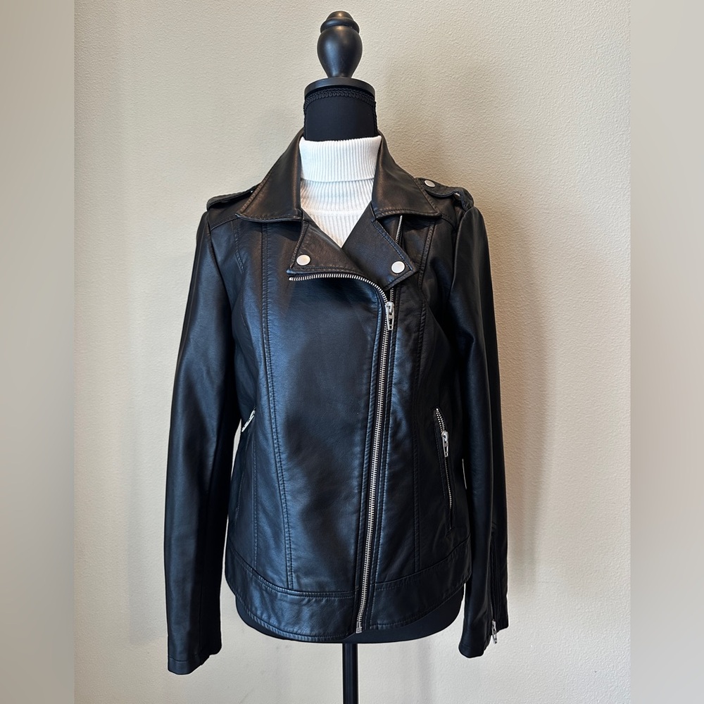 a.n.a Black Leather Women's Jacket Small
